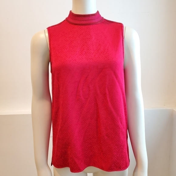 rag & bone Tops - Rag & Bone Letti Satin Jacquard Blouse Sleeveless Subtle Chevron Mock neck XS